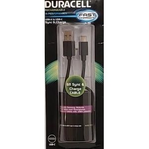 4/$20 Duracell Sync-and-Charge Fabric 6" Cable, USB-to-Micro USB in Black